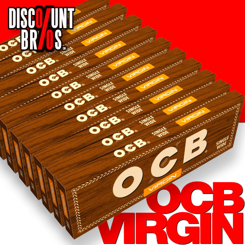 10 Stk. Superdünne, ungebleichte OCB VIRGIN KURZ Unbleached Papers Zigarettenpapier 50 Blatt 70×36mm