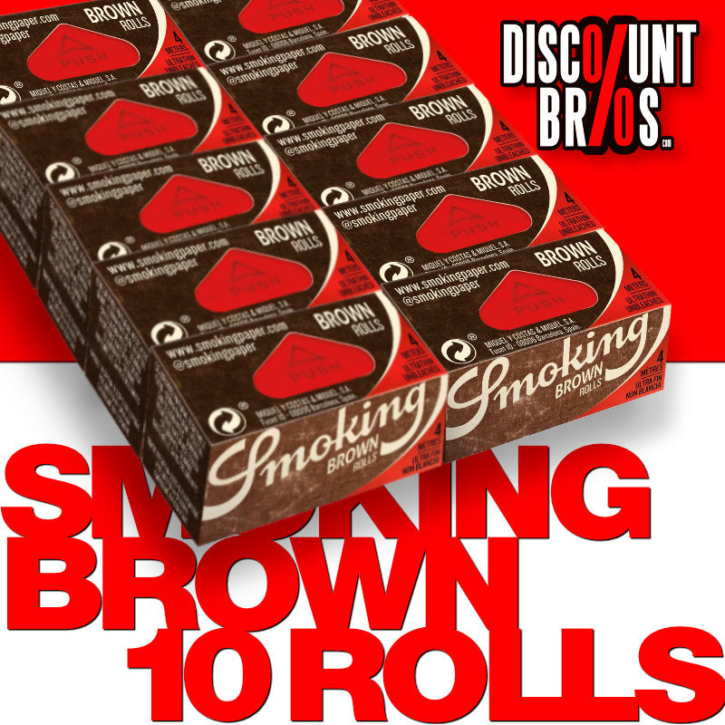 10× SMOKING BROWN ROLLS Zigarettenpapier Papers Rollen Braun