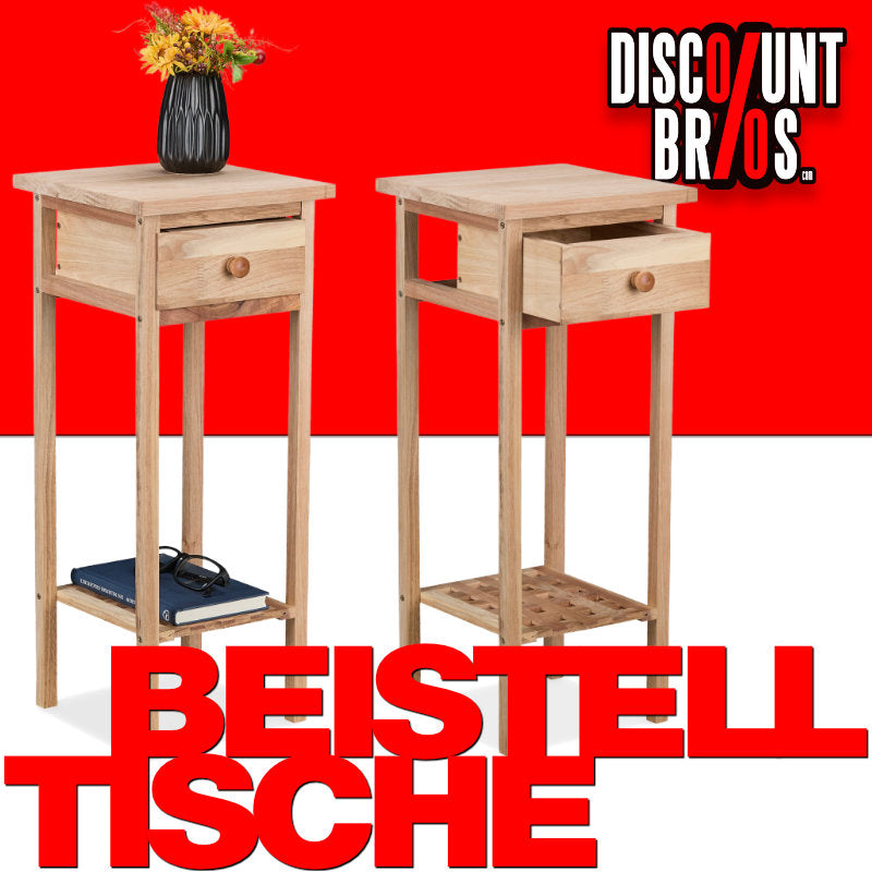 2er-Set Beistelltisch TELEFONTISCH Nachttisch Blumentisch aus Walnuss Holz