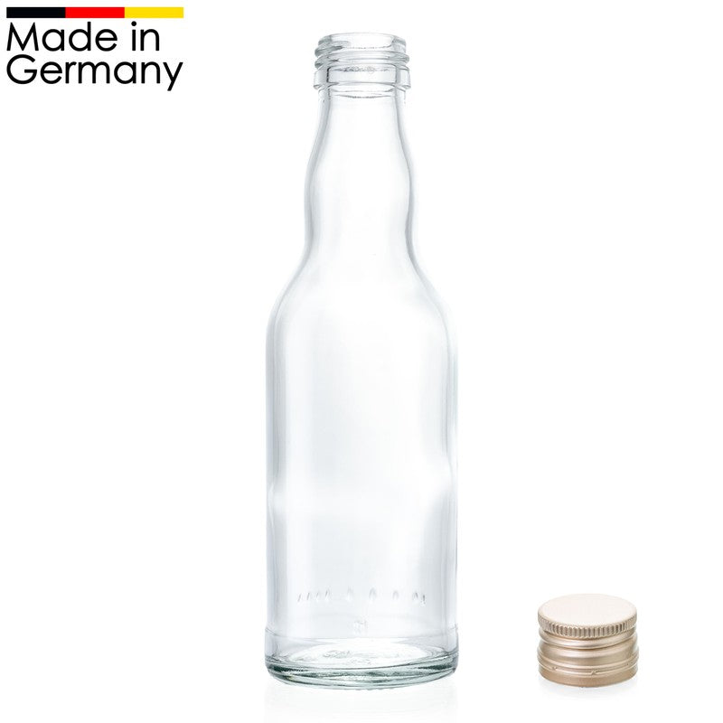 10er-Set 200ml GLASFLASCHEN mit DECKEL Flasche mit Schraubverschluss PP28 DE