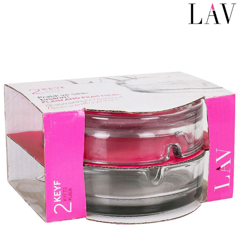 2er-Set Glas ASCHENBECHER transparent stapelbar LAV 10,6×3,4cm