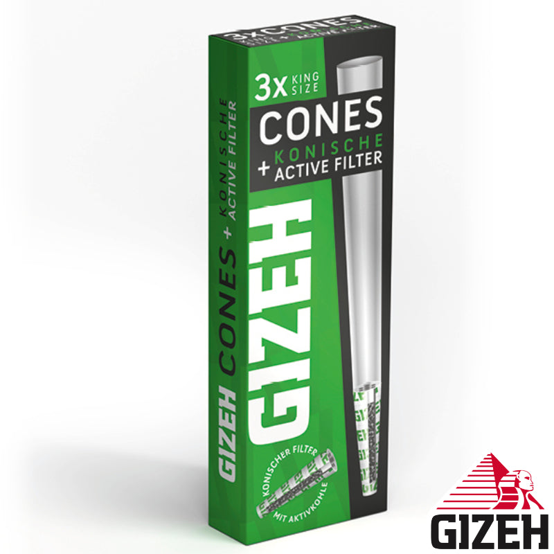 3 Stk. GIZEH Cones Black Papers mit konischen Active Filtern Zigarettenfilter Aktivkohlefilter mit Kokoskohle