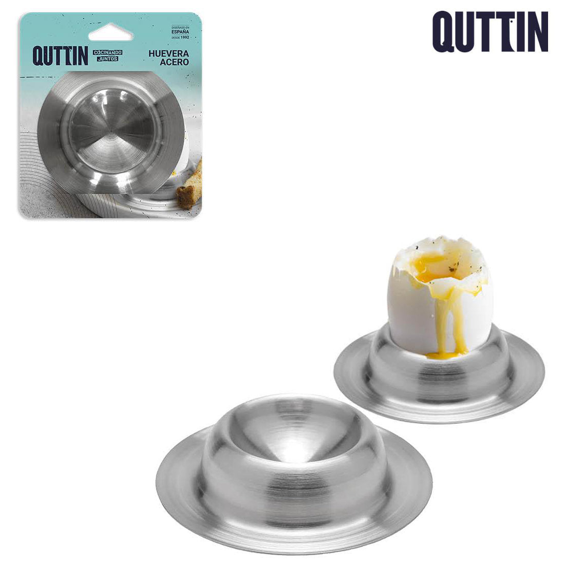 4er Set Quttin Eierbecher aus Edelstahl – klassischer Frühstücks Look