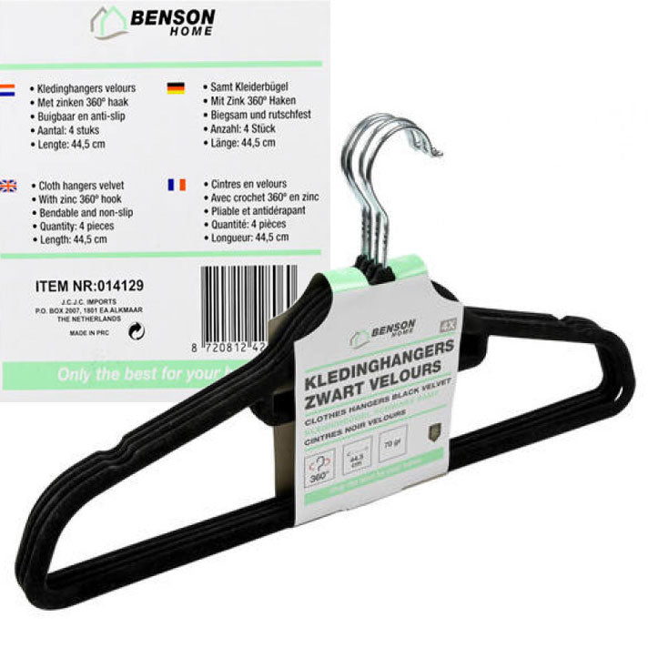 Samt Kleiderbügel VELOUR Wäschebügel 4er Set