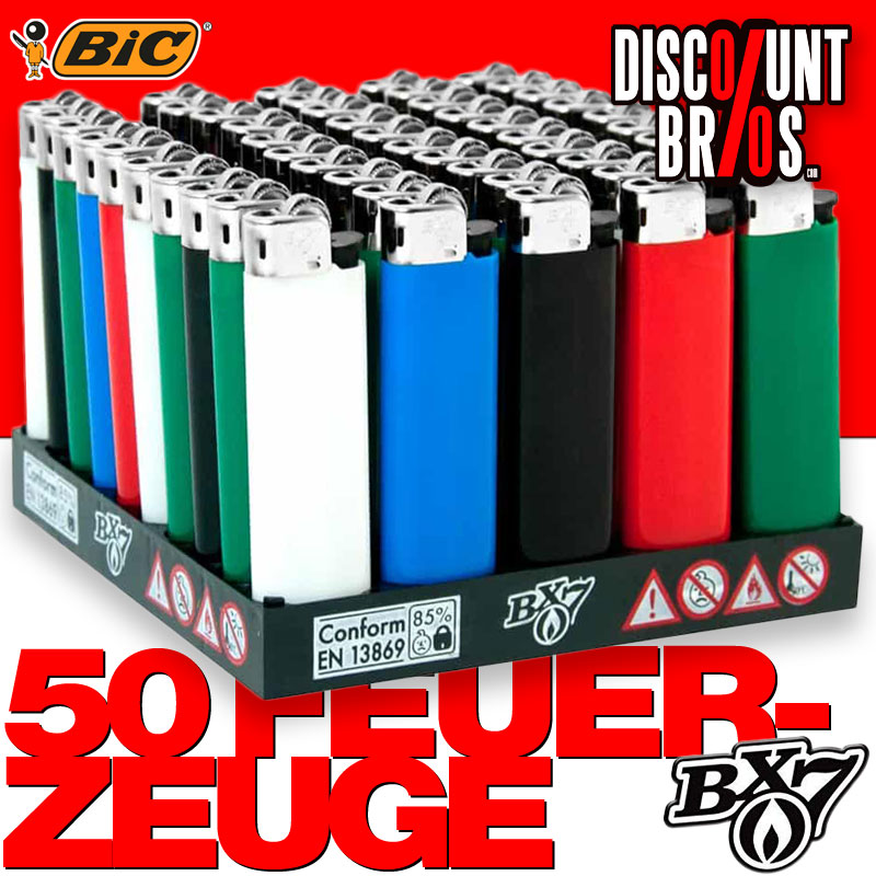 50 Stk. BIC BX7 F23 Einwegfeuerzeug FEUERZEUG farbig