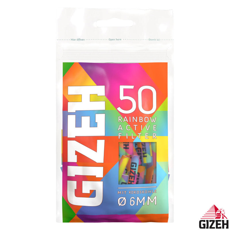 500 Stk. GIZEH RAINBOW Active Tips Aktivkohlefilter Filter Zigarettenfilter 6mm EXTRA-SLIM