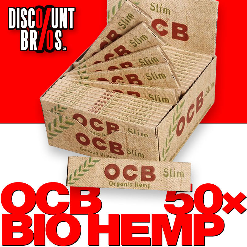 50 × Ungebleichte OCB BIO HEMP Slim Unbleached Papers Zigarettenpapier 32 Blatt 109×44mm
