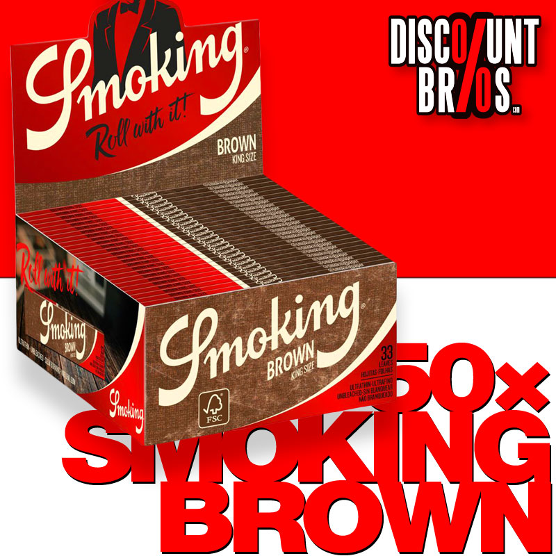 50 × SMOKING BROWN Braun UNGEBLEICHT King Size Papers 50 × 33 Blatt Zigarettenpapier 110×44mm