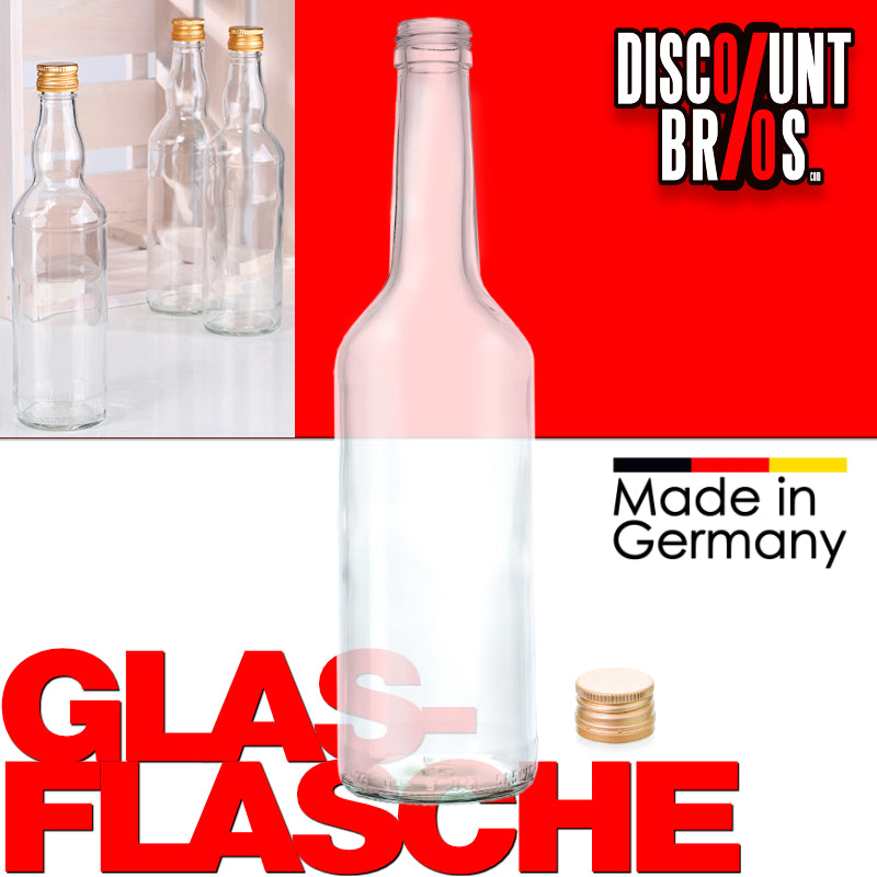 10er-Set 500ml GLASFLASCHEN mit DECKEL Flasche mit Schraubverschluss PP28 DE