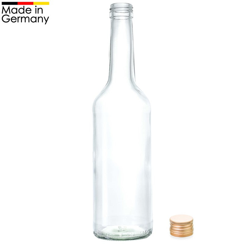 10er-Set 500ml GLASFLASCHEN mit DECKEL Flasche mit Schraubverschluss PP28 DE