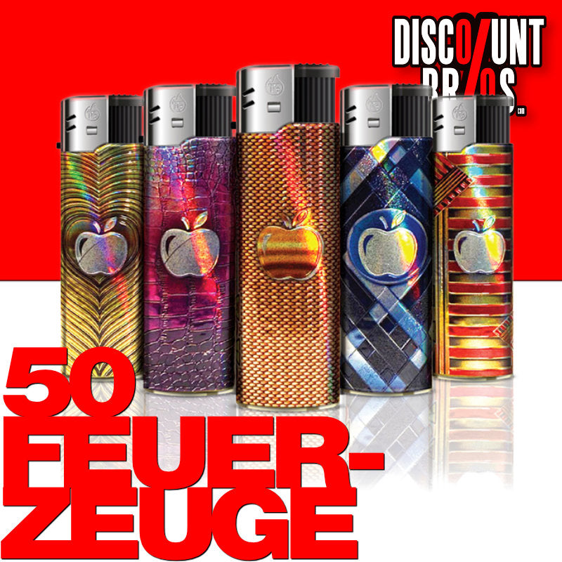 50 Stk. TQ Elektronik FEUERZEUG "PRECIOUS APPLE" mit metallischem Glanz