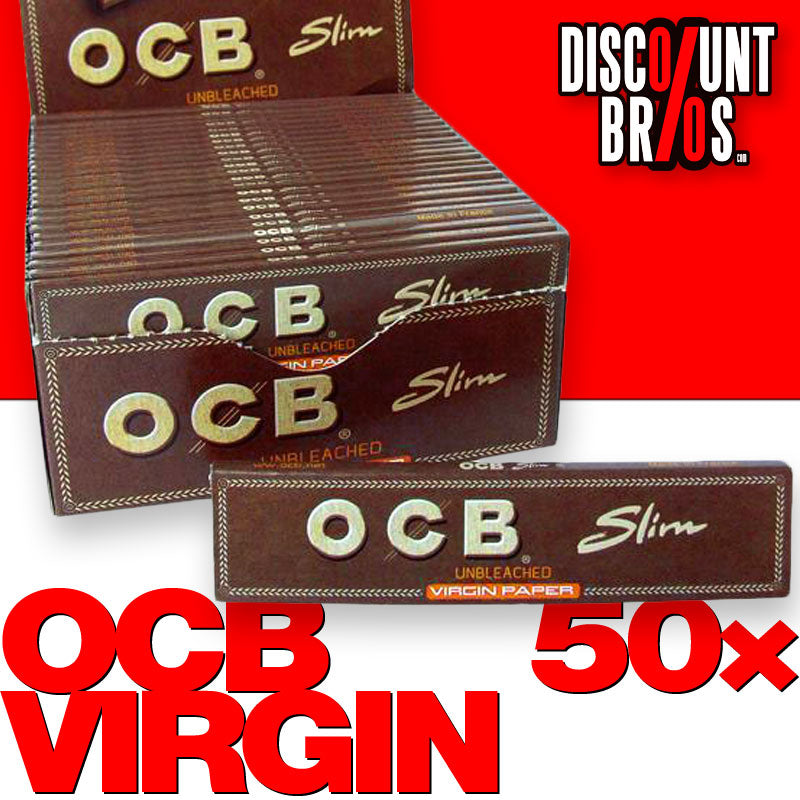 50 × Superdünne, ungebleichte OCB VIRGIN Slim Unbleached Papers Zigarettenpapier 32 Blatt 109×44mm