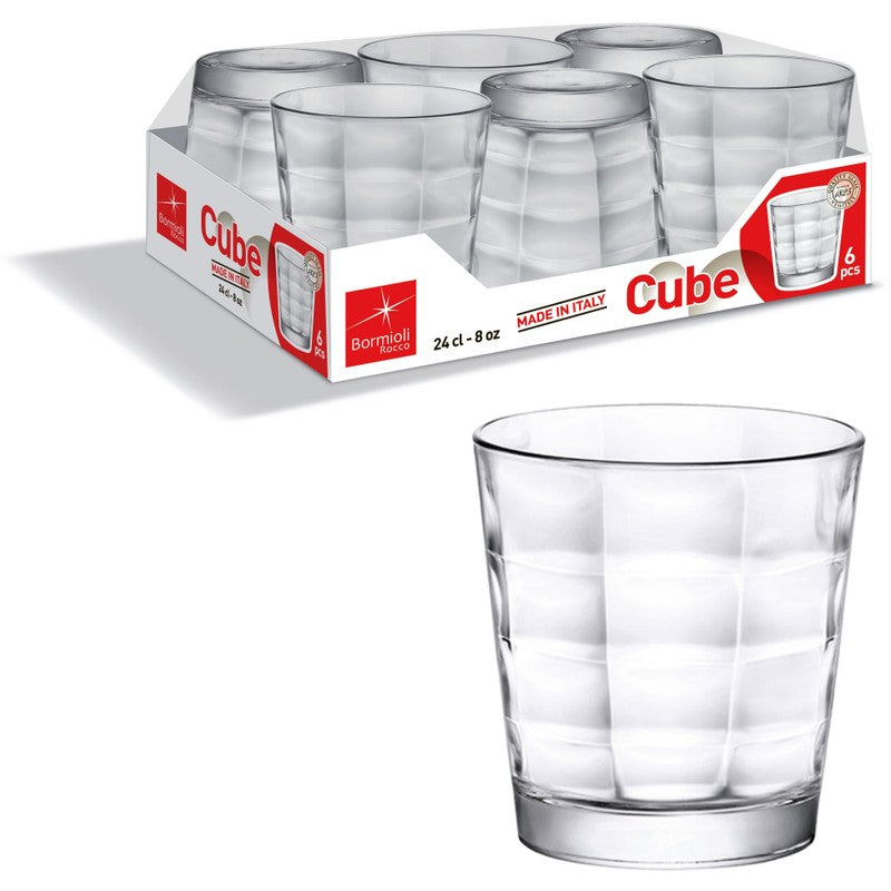 6er-Set Trinkgläser Glas TRINKGLAS Bormioli Rocco – CUBE 6×245ml