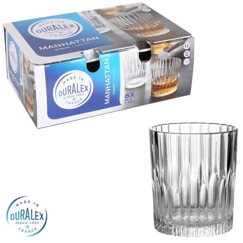 6er-Set Trinkgläser Glas TRINKGLAS Duralex Whiskeygläser Manhattan 6×22cl