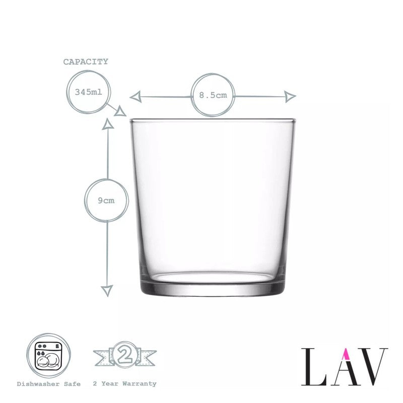 6er-Set Bodega Gläserset TRINKGLAS Bierglas Glas Trinkgläser Gläser Wassergläser Whiskygläser von LAV 345ml