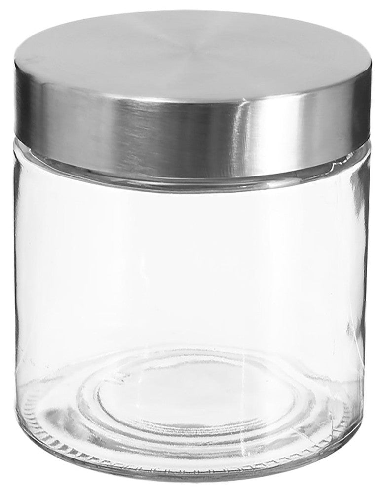 750ml VORRATSGLAS mit DECKEL Vorratsbehälter Aufbewahrungsglas transparentes Glas + Edelstahl