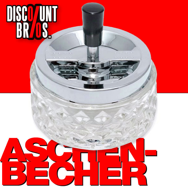 Deluxe Glas DREH-ASCHENBECHER Aschenbecher Schleuderaschenbecher Drehaschenbecher ANGEL Ø12cm