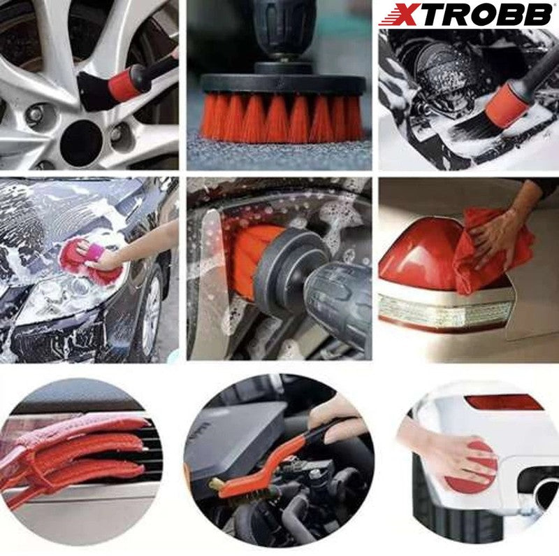 X-TROBB AUTO REINIGUNGS-SET Autopflege Set Fahrzeugaufbereitung Set Autoreinigungszubehör 19-teilig