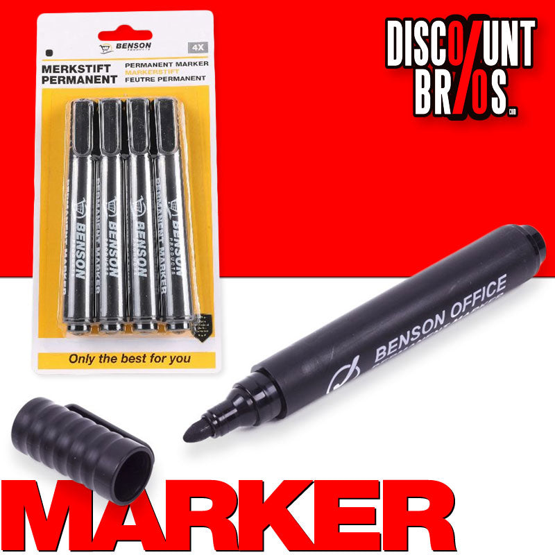 BENSON OFFICE PERMANENT-MARKER SET 4-teilig wasserfeste Filzstifte SCHWARZ