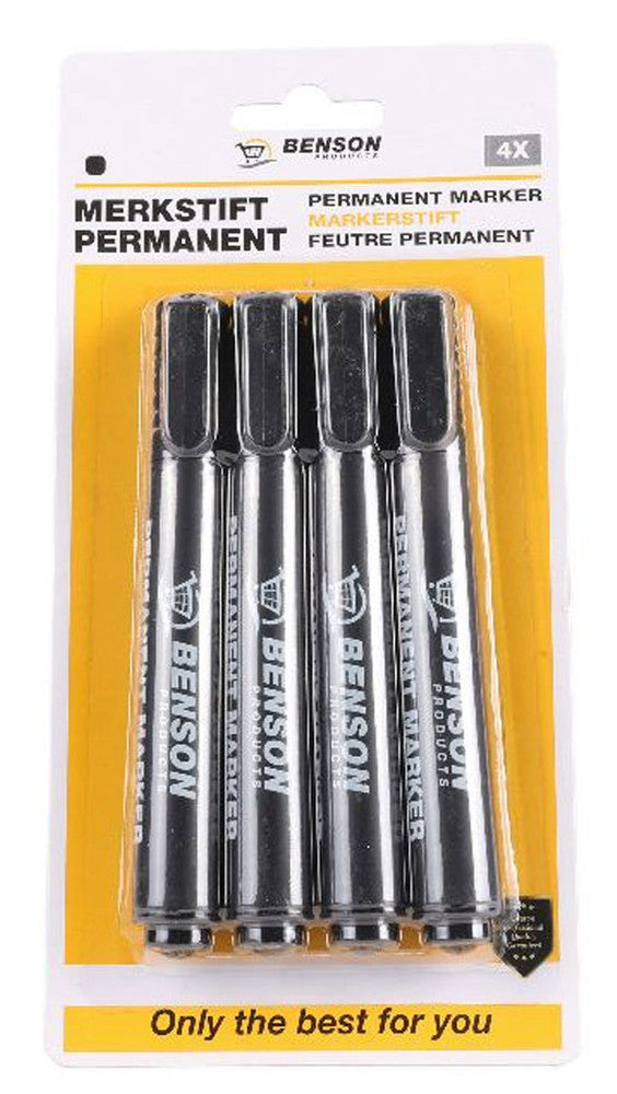 BENSON OFFICE PERMANENT-MARKER SET 4-teilig wasserfeste Filzstifte SCHWARZ