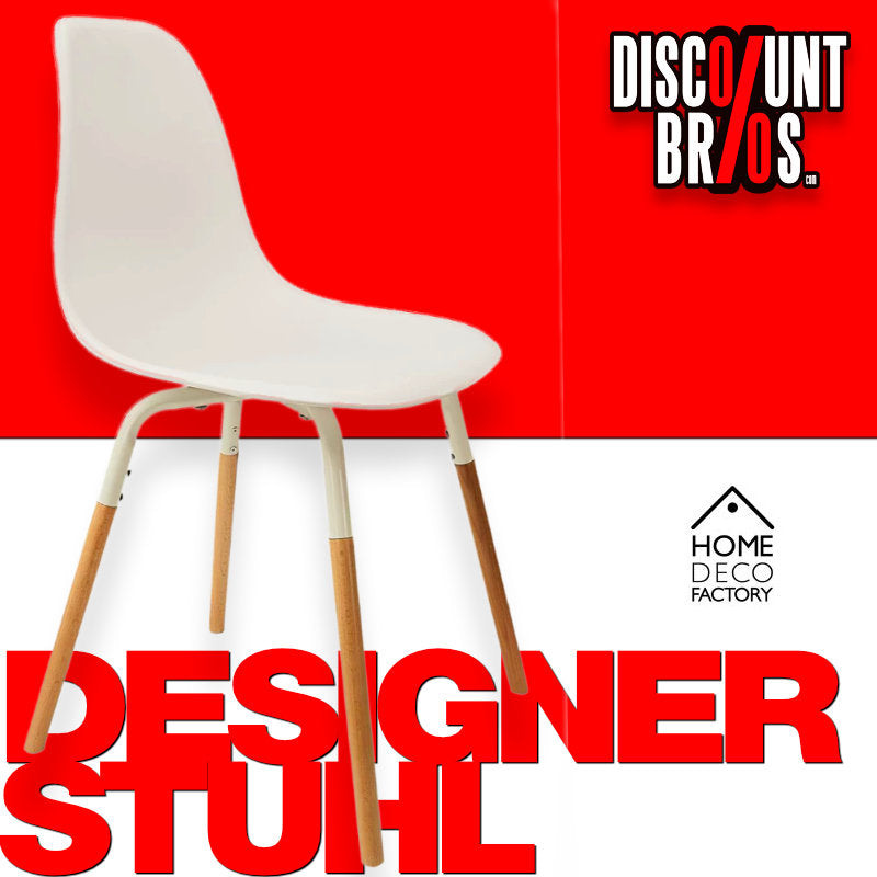 Skandinavischer Designer STUHL Esszimmerstuhl | Kunststoff Sitz und Beine aus Holz WEISS
