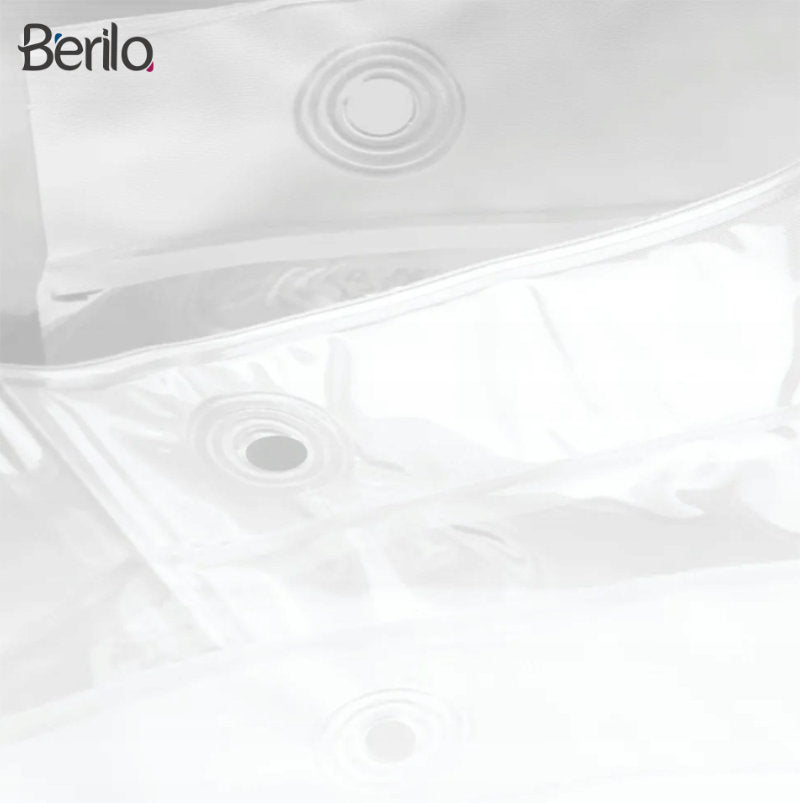 BERILO Transparenter DUSCHVORHANG + 12 Ringe 180×180cm