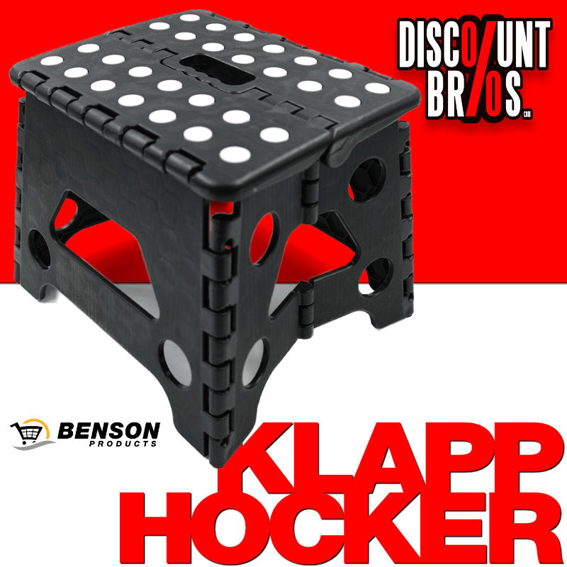 Klappbarer Hocker MINI KLAPPTRITT Klapphocker SCHWARZ -80kg
