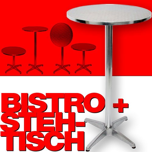 Kippbarer STEHTISCH Bistrotisch Gartentisch aus Aluminium und Edelstahl