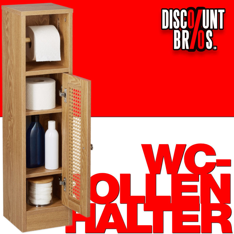 Toilettenpapierhalter WC-PAPIER-HALTER Badschrank Rattan Holzoptik