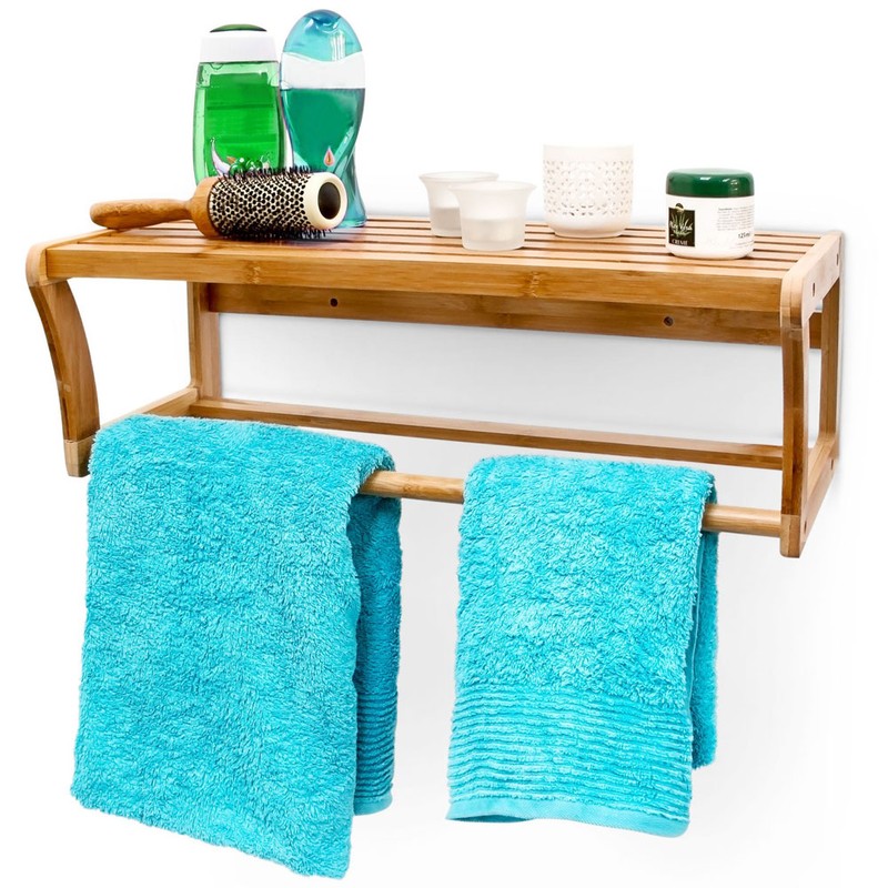 Bambus BADREGAL Wandregal mit Handtuchhalter