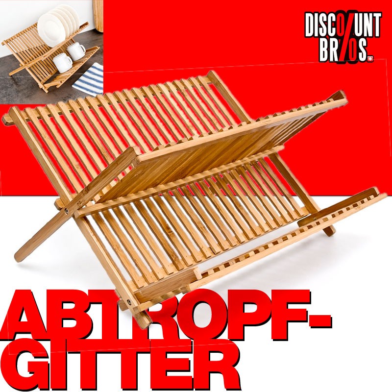 Bambus GESCHIRR-ABTROPFGITTER Abtropfgestell 42cm