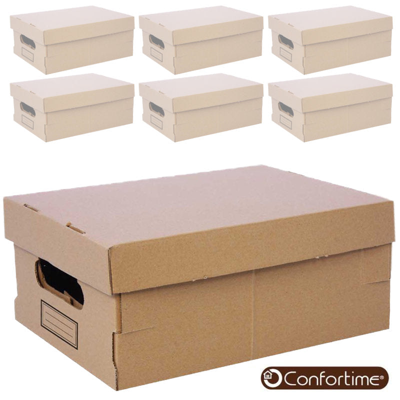 6 Stk Mehrzweckboxen ARCHIV-BOX A4++ Archivschachtel mit Deckel Karton braun 36,5×28,5×16,5