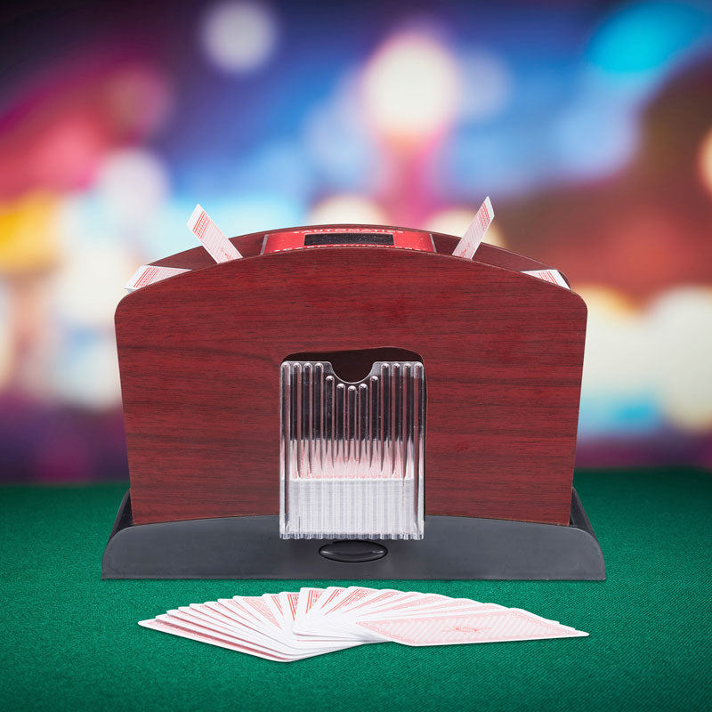 Automatischer 4 Deck KARTENMISCHER Kartenmischmaschine Elektrisch Holzoptik