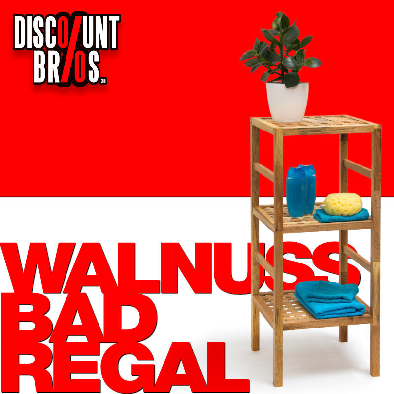 Natürliches Walnuss BADREGAL mit 3 Ablageflächen