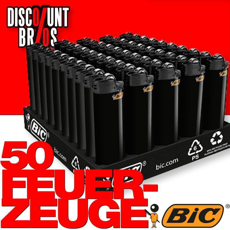 50 Stk. BIC® Einwegfeuerzeug MAXI FEUERZEUG Reibrad "All Black" SCHWARZ