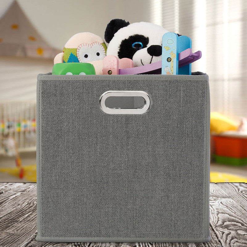 Box Schrankkorb REGALKORB Leinen Aufbewahrungskorb GRAU