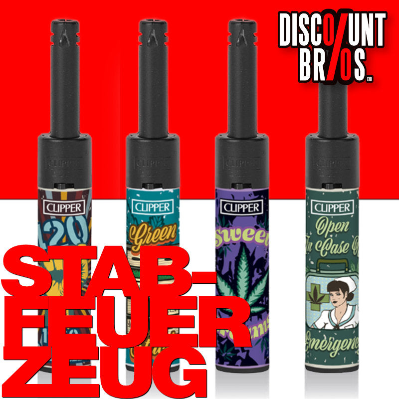 CLIPPER® Feuerzeug MINI STABFEUERZEUG Retro-Weed-Motive