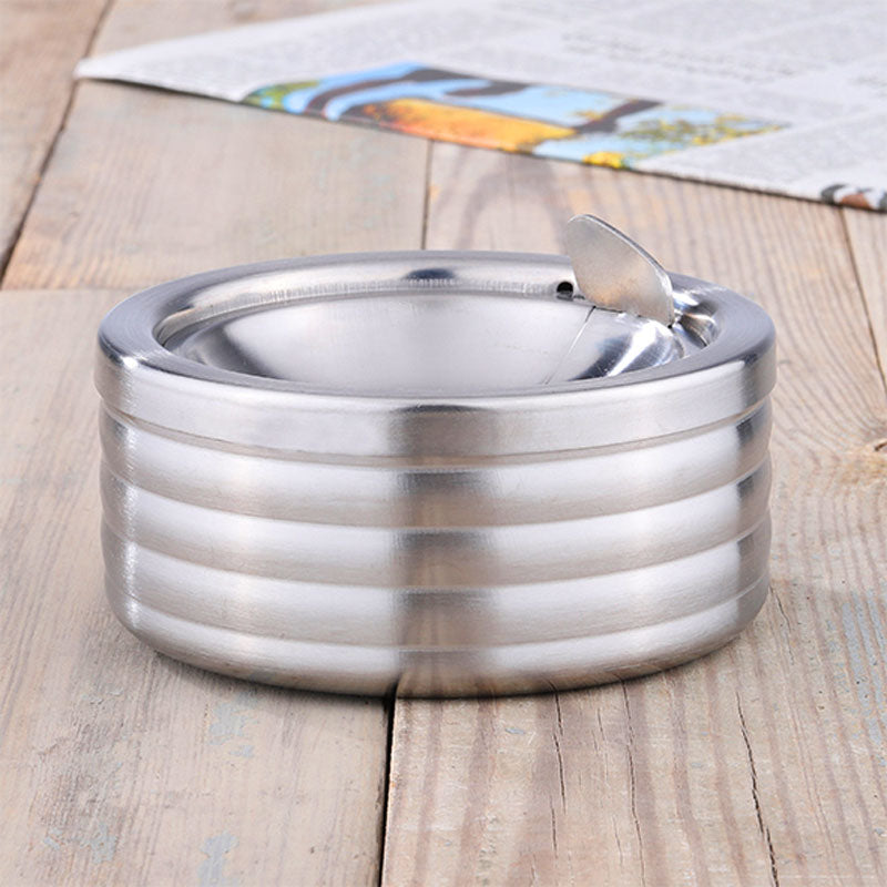 KLAPP-ASCHENBECHER Edelstahl Aschenbecher Ø12cm