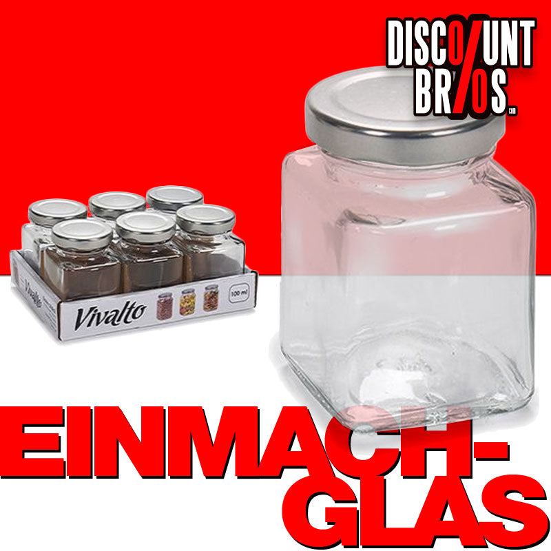 100ml EINMACHGLÄSER Einmachglas Konfitürenglas GLAS WÜRFEL ECKIG