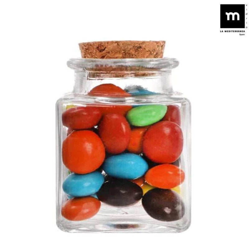 12er-Set 80ml Glasgefäss EINMACHGLÄSER Einmachglas Konfitürenglas mit Korkdeckel GLAS WÜRFEL ECKIG La Mediterránea