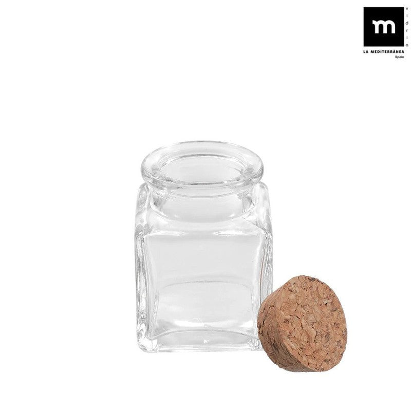12er-Set 80ml Glasgefäss EINMACHGLÄSER Einmachglas Konfitürenglas mit Korkdeckel GLAS WÜRFEL ECKIG La Mediterránea