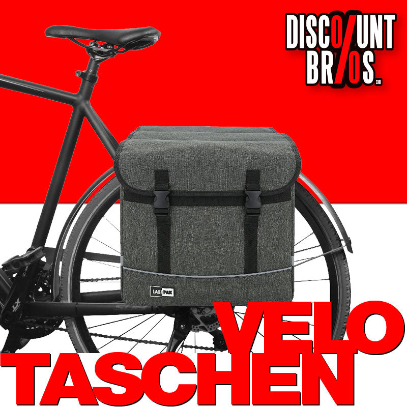 LASTPAK Velo- Fahrrad- DOPPEL- GEPÄCKTASCHEN Canvas Fahrradtasche für Gepäckträger 35l GRAU