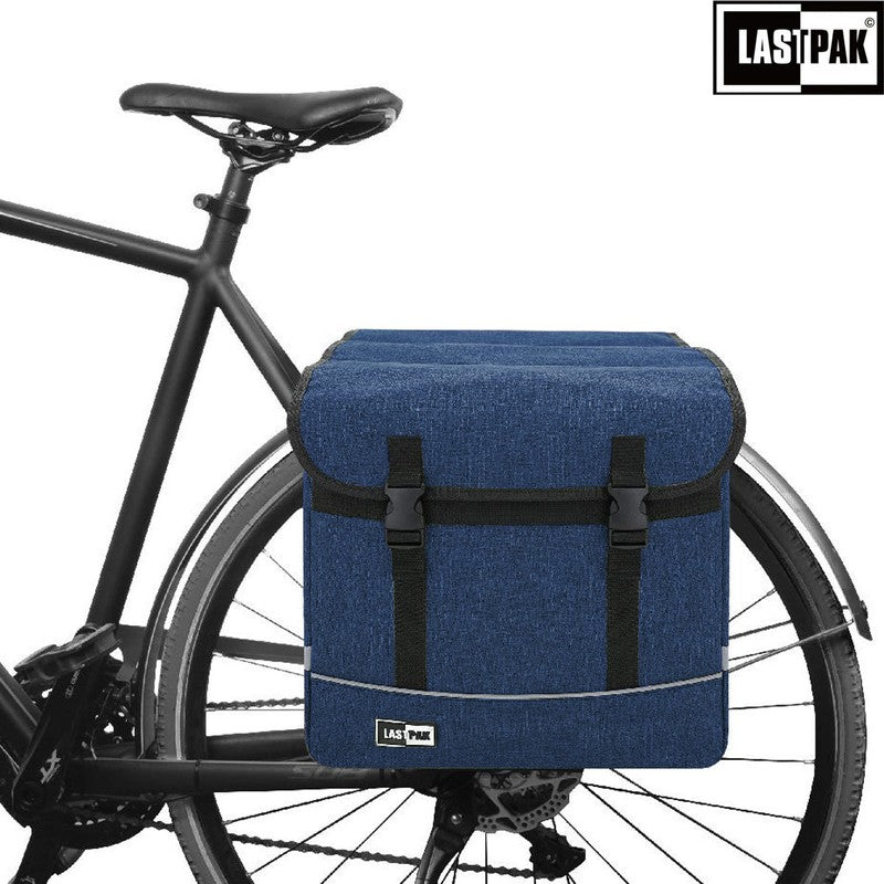 LASTPAK Velo- Fahrrad- DOPPEL- GEPÄCKTASCHEN Canvas Fahrradtasche für Gepäckträger 35l BLAU