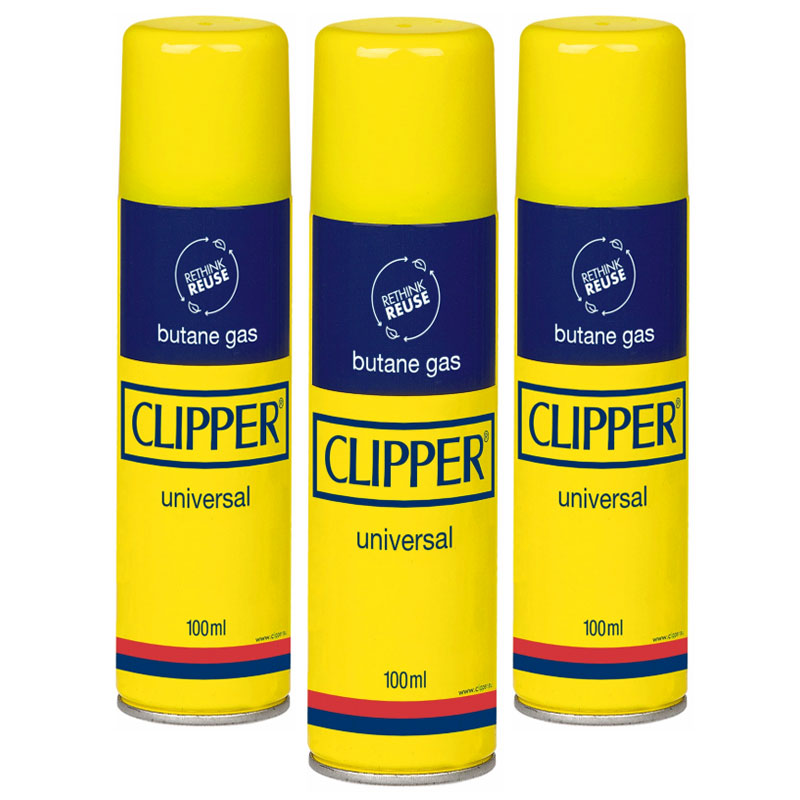 Gas Refill Isobutan Gas Premium FEUERZEUGGAS mit Metall-Ventil von CLIPPER 100ml