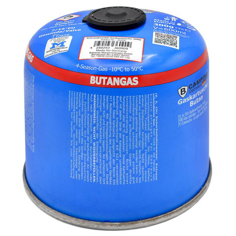 B-CAMPING 300g 600ml Butan GASKARTUSCHE für Gaskocher und Gasbrenner mit Schraubventil