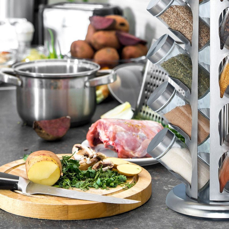 Gewürzregal GEWÜRZSTÄNDER Gewürzkarussell Ständer mit 20 Gläsern