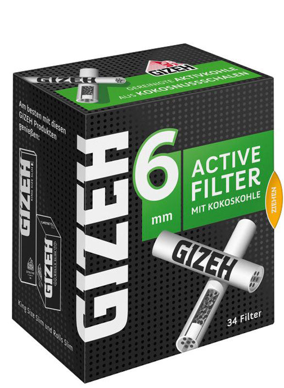 34 Stk. GIZEH BLACK® Tips Aktivkohlefilter Filter Zigarettenfilter 6mm EXTRA-SLIM