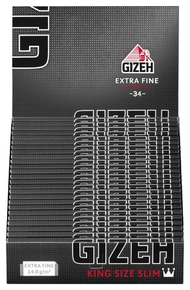 25 × Tray GIZEH Black King Size Slim Papers Zigarettenpapier mit Magnetverschluss 107×44mm