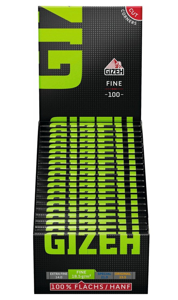 GIZEH Black Fine Magnet Papers Zigarettenpapier Hanf/Flachs Double Window 100 Blatt 68×36mm
