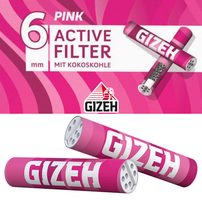 34 Stk. GIZEH PINK Active Tips Aktivkohlefilter Filter Zigarettenfilter 6mm EXTRA-SLIM